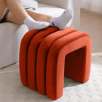 Flouki Velvet Ottoman Stools, Multifunctional Arch Ottomans, Makeup Vanity Stools, Ottomans for Bedroom, Dorm, Side Table Seat for Living Room, Entryway (Rust)