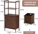 Baveke Bamboo Laundry Hamper with 3 Tier Shelves, Tilt Out Laundry Basket with Removable, Bathroom Storage Cabinet for Dirty Clothes, Hidden Corner Laundry Hamper for Bedroom, FSC-Certified, Brown