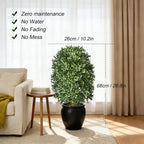 Artificial Topiary Trees, Set of 2 Faux Boxwood Topiary Ball Tree | UV Resistant, Indoor Outdoor, Front Porch Decor, Garden Yard & Balcony