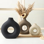 Vanselia Ceramic Vase Home Table Decor - Flower Vases Set of 3 Small Living Room Centerpiece Decorations for Shelf Bedroom Office Kitchen Dining Desk Modern Aesthetic Farmhouse Decorative (Classic)