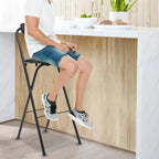 Folding Bar Stool with Backrest, 27.56/29.53In Tall Foldable Stool Chair Counter Height Stool Applicable Desktop Height 39.37in for Adults Kitchen Island 275Lbs 16.54 * 18.9 * 39.76in
