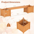 Planter Box Bench Outdoor, Wood Patio Bench with 2 Wood Planter Boxes, Raised Plant Container Garden Bench for Outdoor, Patio, Yard, Deck & Balcony