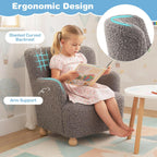 Costzon Kids Sofa, Comfy Toddler Armchair with Solid Rubber Wood Legs, Upholstered Children Reading Chair for Boys & Girls Aged 3+, Kids Furniture Mini Recliner Chair for Bedroom, Playroom (Gray)