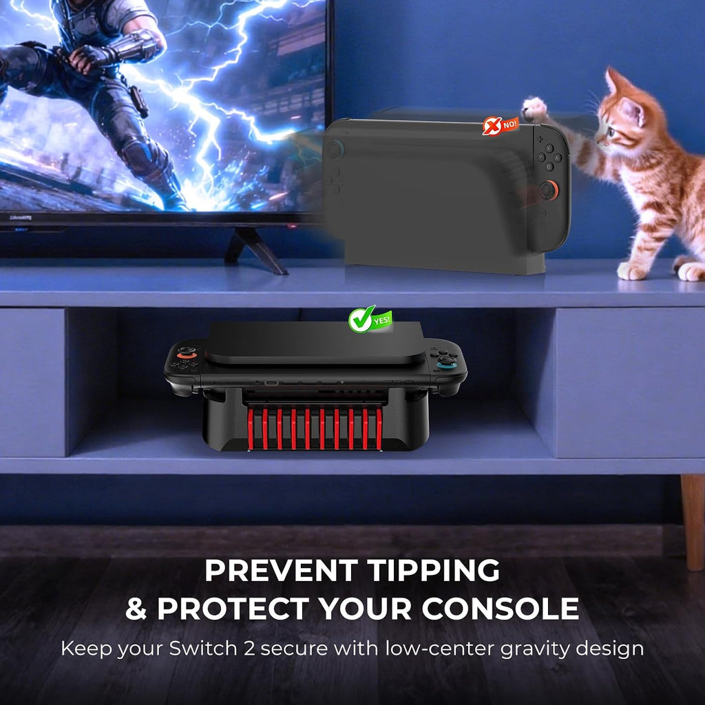 Desktop Holder Playstand Mount Bracket for Switch 2 Stand/Switch 2 Flat Dock Angled Stand Enhance Heat Dissipation