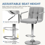 DUMOS Bar Stools Set of 2, Adjustable Swivel Bar Chairs with Padded Armrests and Ergonomic Backrest for Kitchen Island Counter Pub Dining Room, Water-Resistant PU Leather, Grey