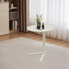 Metal Round Side Table, Modern C Shaped Couch End Table Small Metal Coffee Table with Y-Shaped Base Round Sofa Bedside Table for Home Living Room Bedroom (Frosted White/18.9 * 22in)