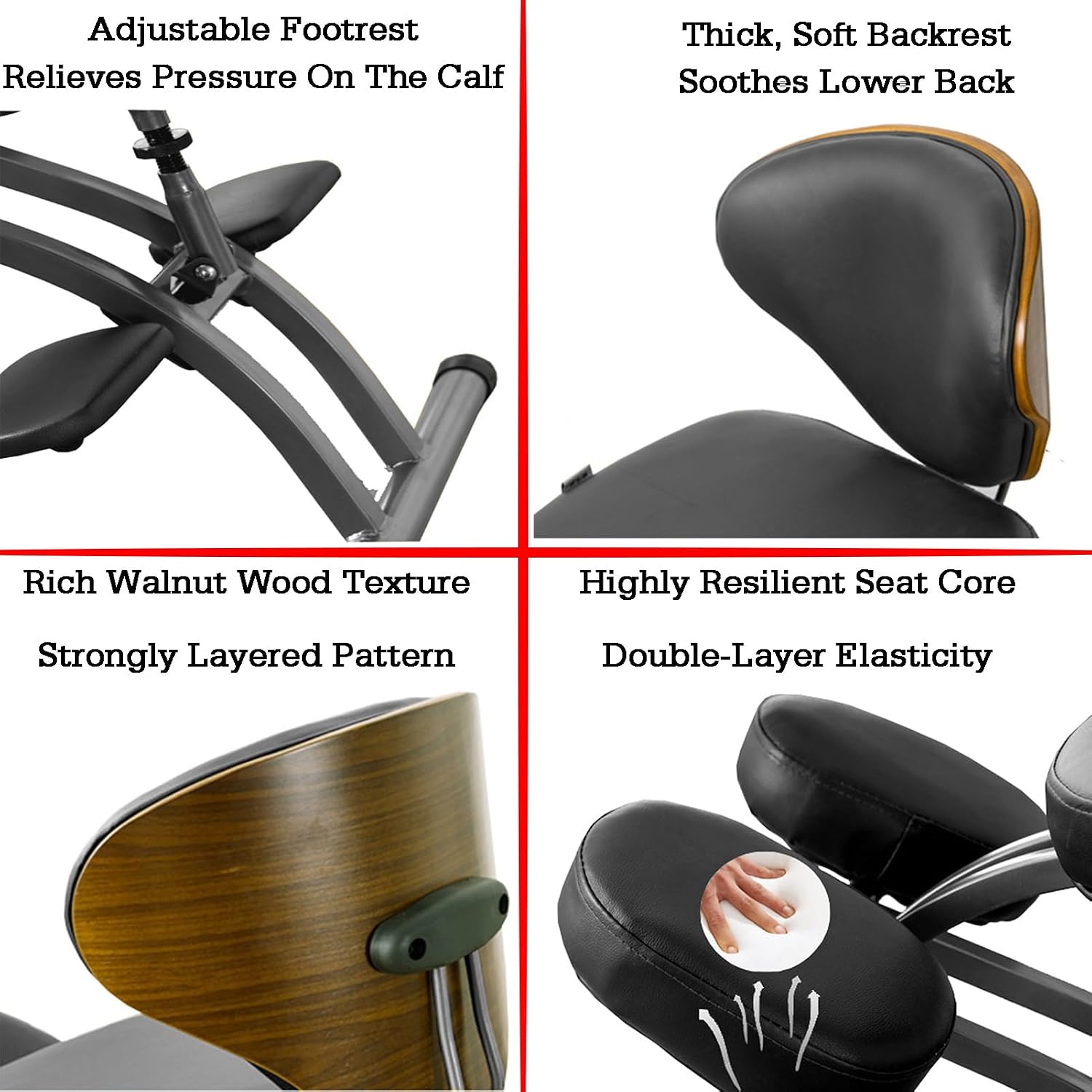 Kneeling Chair,Black Kneeling Desk Chair,Ergonomic Posture Chair with Backrest,Adjustable Height for Study Work from Home