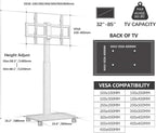 Black Rolling TV Stand for 32 to 55 65 75 85 Inch TVs, Corner TV Floor Stand with Mount, Universal Portable Mobile TV Cart on Wheels, Small TV Stand for Bedroom, Living Room