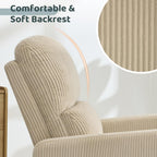 Swivel Rocker Recliner, Oversized Manual Nursery Glider Rocking Recliner Chair with Removable Cushion, Upholstered Swivel Reclining Chair for Nursery Living Room Bedroom, Corduroy Camel