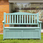 Outdoor Storage Bench, 48.8" Solid Wood Patio Park Garden Bench, All-Weather Patio Benches for Porch, Backyard and Park(A)