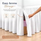 SGI bedding Dorm Bed Skirt Twin XL 32 Inch Drop Length - White, Ruffled Pattern College Dorm Room Bed Skirts - Split Corner, Easy Care, Wrinkle Free 1800 Series Microfiber Bed Skirt