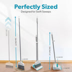 BLACK+DECKER Butler Broom and Dustpan Set for Home, Short Handle, Stand Up and Lightweight Space Saving Dust Pan and Broom Combo for Kitchen, Living Room, Bathroom, Lobby Floor Use