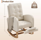 GarveeHome Nursery Rocking Chair with Adjustable Footrest, Teddy Fleece Upholstery, Sturdy Wooden Legs & High Backrest, Comfortable Glider Rocking Chair for Living Room or Bedroom, White