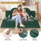 Fvkind 10 Pcs Modular Kids Play Couch for Playroom, Multifunctional Foam Kids Couch, Convertible Sectional Toddler Sofa for Boys and Girls, Toddler Sofa with Premium Foam and Washable Cover, Willow