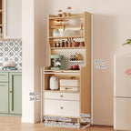 Tall Pantry Cabinet, Wide Kitchen Pantry Storage Cabinet, Freestanding Kitchen Cupboard, Coffee Bar Workstation, for Bedroom, Dining Room, Office(White,187x80cm/73.6x31.5in)