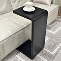C-Shaped End Table Solid Wood Sofa Side Table for Living Room,Small,Modern,Bedside Accent Table,Mobile,Coffee Table,Bedroom,Nightstand(69cm/27.2″, Black 1)