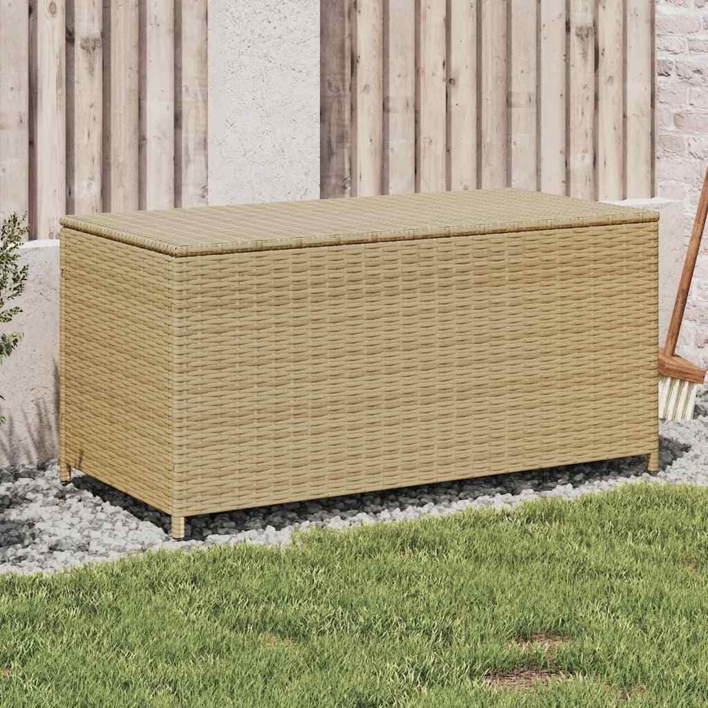 Garden Storage Box Outdoor 50.2 Gal Resin Wicker Bench with Lid and Lockable Seat for Patio, Deck, Backyard, and Porch Cushion Organizer Weather Resistant