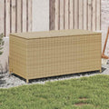 Garden Storage Box Outdoor 50.2 Gal Resin Wicker Bench with Lid and Lockable Seat for Patio, Deck, Backyard, and Porch Cushion Organizer Weather Resistant