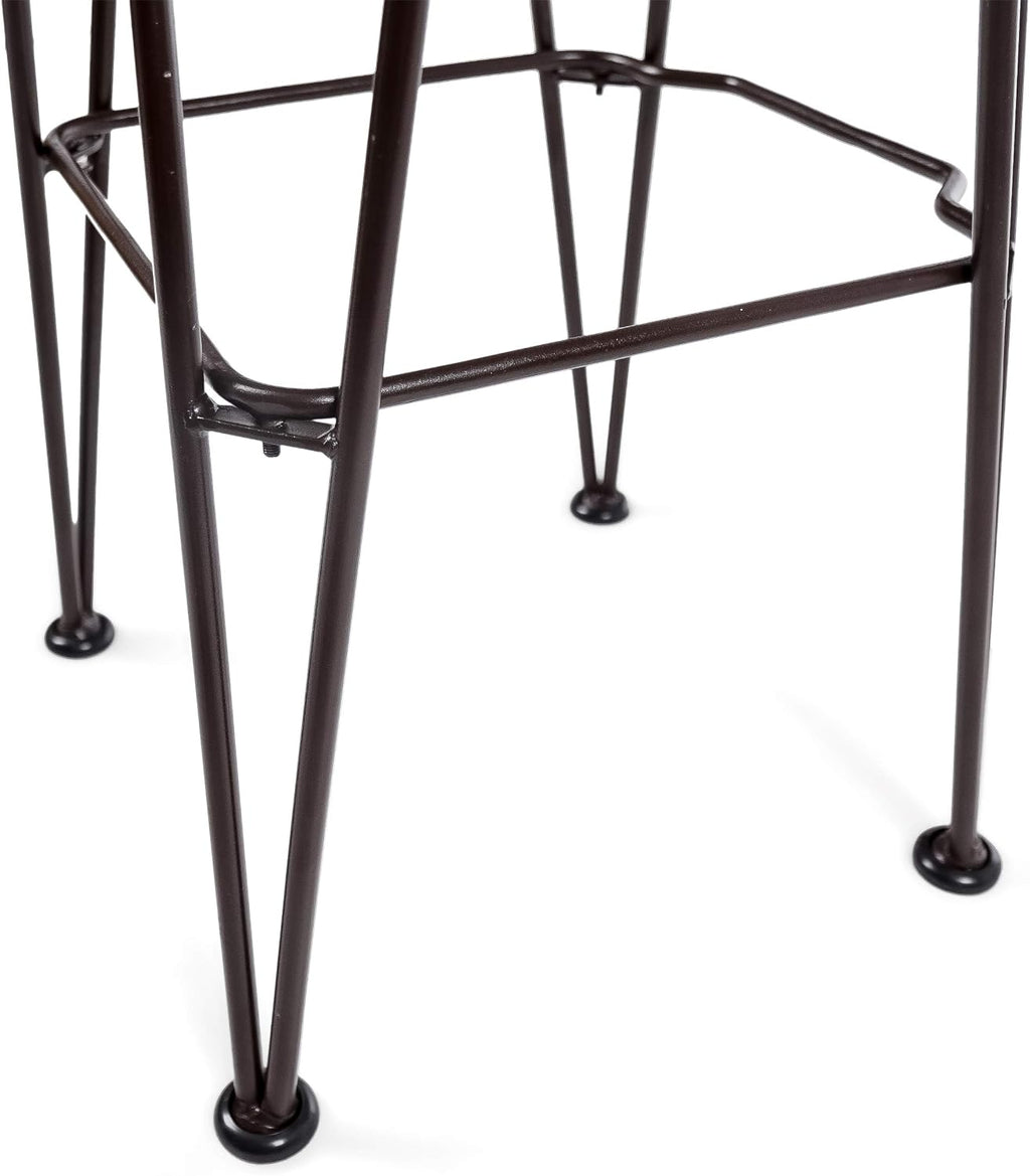 Christopher Knight Home Denali Outdoor Industrial Acacia Wood Barstools with Finished Iron Frame, 2-Pcs Set, Teak Finish / Rustic Metal