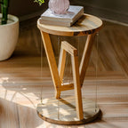 Side Table for Living Room, Solid Wood End Table for Home Decor, Indoor Sofa Table, Tensegrity Table,Tensegrity Structure Ornaments Home Décor (Wood)(Brown)