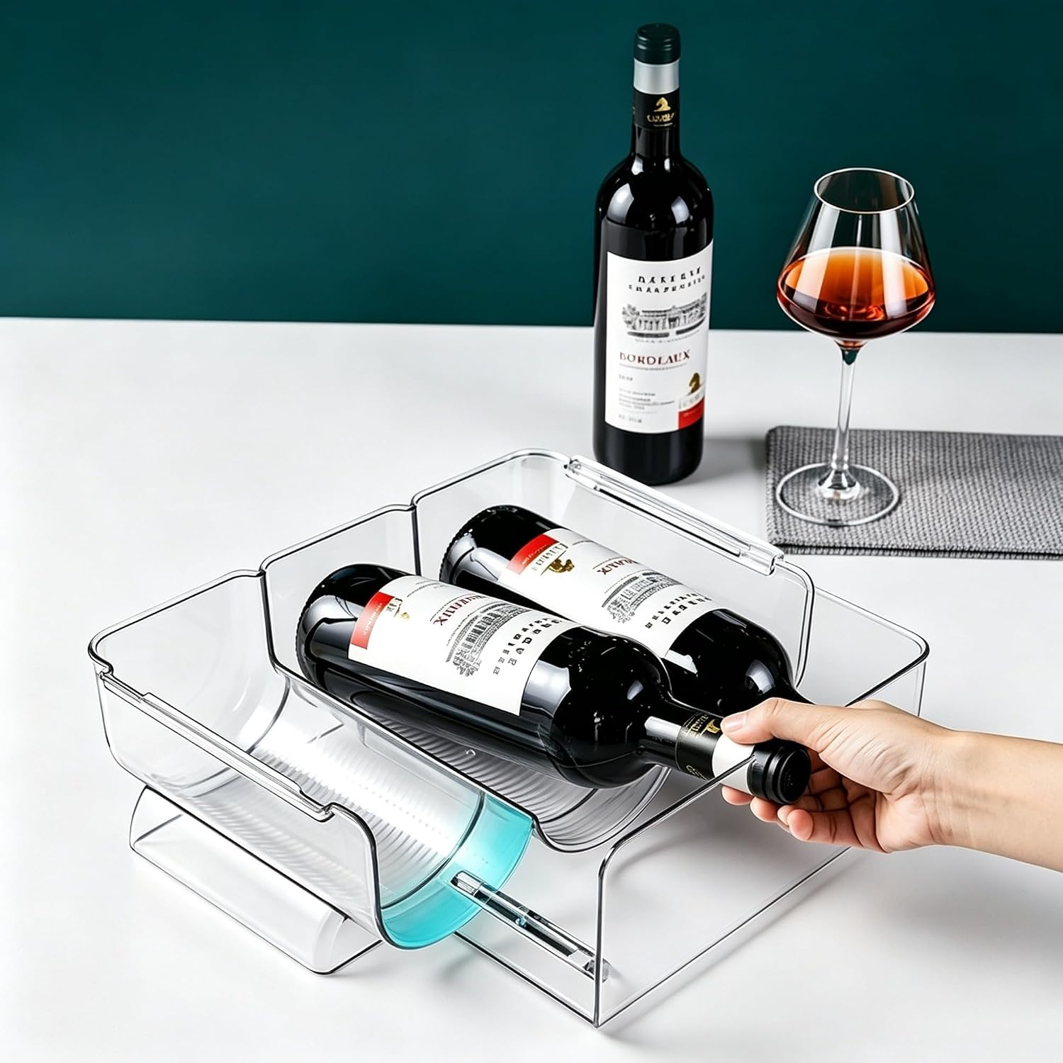 Transparent Wine Rack Stackable Bottle Holder for Refrigerator Beverage Storage and Organization at Home (2 Link)