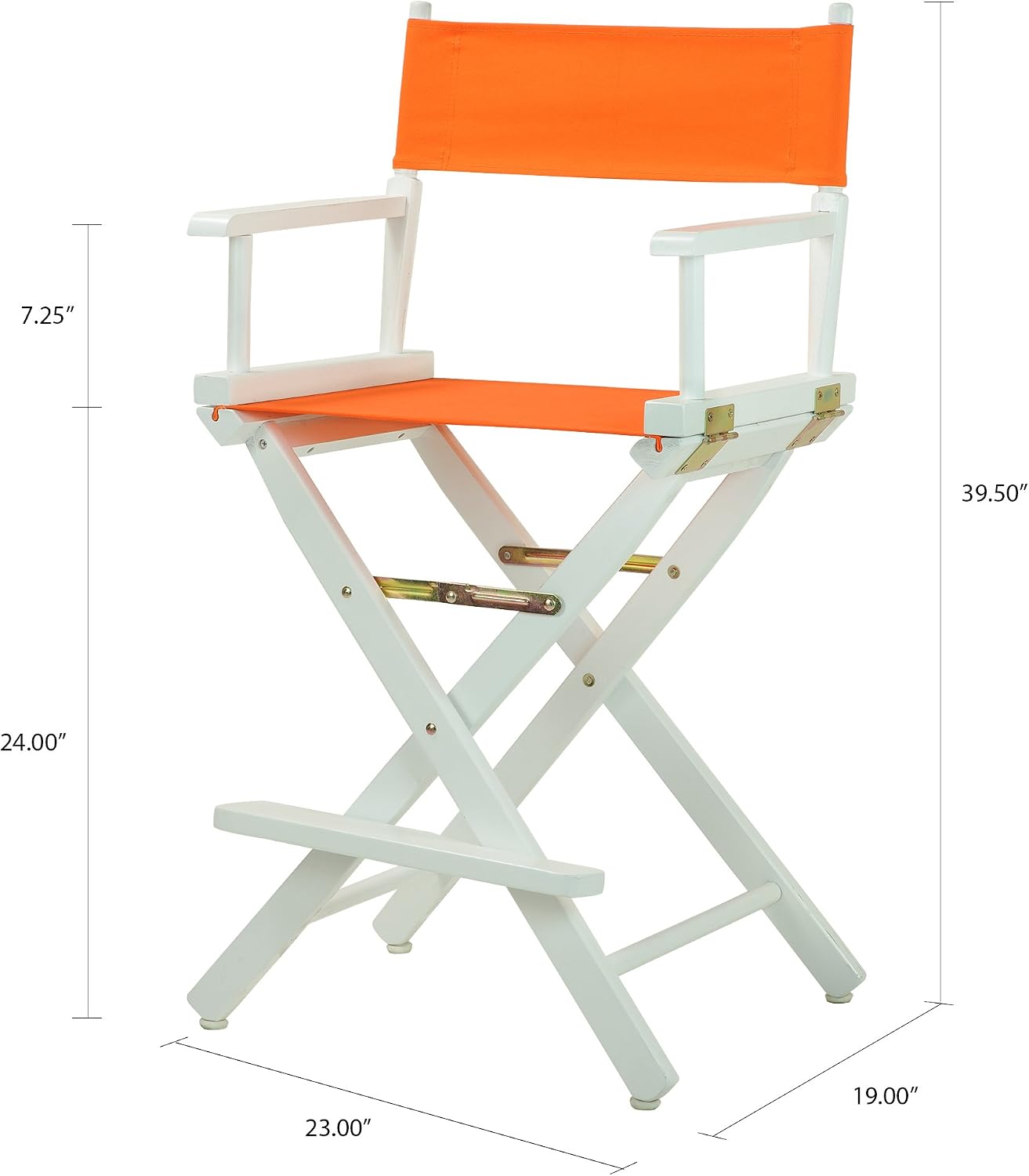 Casual Home 24" Director's Chair White Frame with Tangerine Canvas, Counter Height