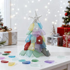 SUREAM Colorful Bulk Sea Glass, 13oz Sea Glass Christmas Tree Kit, Glass Stones for Beach Wedding Party Home Aquarium Decor and DIY Art Craft Supplies