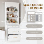 83.7inch High Modern Utility Kitchen Pantry, Freestanding Tall Kitchen Hutch with Storage, Larder Cupboard Cabinet with 5 Storage Drawers and Adjustable Shelf for Dining Room, Living Room