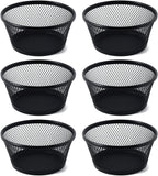 SLSON 6Pack Paper Clip Holder Wire Mesh Paperclip Dish Holders Desktop Round Paper Clip Dispenser for Desk Office Organizer Accessories,Black