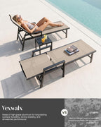 Vexwalx Patio Chaise Lounge Chair Outdoor with Wheels&Armrests, Aluminum Pool Lounge Chairs 5-Position Adjustable Recliner, Outdoor Beach Lounge Chairs for Outside, Patio, Deck, Yard, Khaki