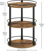 YATINEY 3-Tier Lazy Susan Organizer, Rotating Spice Rack, Spinning Organizer, Industrial Turntable Spice Rack Organizer for Cabinet, Kitchen Countertop, Pantry, Rustic Brown and Black SR23BR