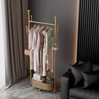 Multifunctional coat rack with storage basket 360° movable rotation｜Bedroom and living room storage artifact｜Hanging clothes/hats/bags/scarves｜Space-saving and stylish home｜Home essential
