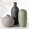 Ceramic Modern Vase Set of 3, Neutral Small Decorative Pottery Vases | Rustic Farmhouse Decor for Pampas Grass, Dried or Fresh Flowers, Perfect Vase Decor for Shelves&Small Spaces, Morandi Color