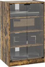 Retro Media Cabinet with 4-Tier Stereo, Modern Audio Video Media Stand with Adjustable Shelves,for Kitchen Home