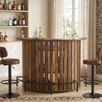 Tribesigns Bar Table with Storage, 4-Tier Arc-Shaped Mini Bar Table with Footrest for Home, Living Room, Rustic Brown (Table Only)