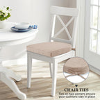Wellsin Chair Cushions for Dining Chairs 6 Pack - Kitchen Chair Cushions with Ties and Non-Slip Backing - Dining Chair Pads 16"X16"X2", Oatmeal Beige
