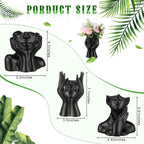 Sieral 3 Pcs Ceramic Face Vase Female Form Flower Modern Body Vase for Decor with Head Half Body Bust Centerpiece for Table Shelf Home Bedroom Room Office(Small,Black)