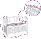 Bamboo Garden Storage Bench 110x47x80 cm, Outdoor Storage Bench with Hidden Compartment, Natural Finish Post Leg Design for Patio