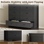 BORNOON 8-Drawer Dresser for Bedroom, Modern Wooden Chest of Drawers with Metal Handles, Anti-Tipping Design, Sturdy and Stable Storage Organizer for Living Room, Entryway, Home Office