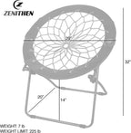 Zenithen 29” Bunjo Bungee Chair, Indigo (Pack of 2) | Foldable. Lightweight, Portable, Collapsible Seating