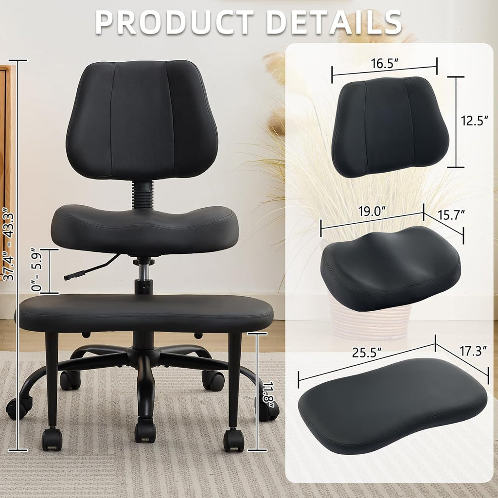 Criss Cross Legged Meditation Chair, Exquisite Home Office Furniture, Ergonomic Kneeling Chair with Lumbar Support and Adjustable Height Stool, for ADHD Adults