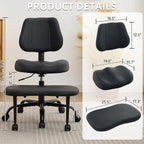 Criss Cross Legged Meditation Chair, Exquisite Home Office Furniture, Ergonomic Kneeling Chair with Lumbar Support and Adjustable Height Stool, for ADHD Adults