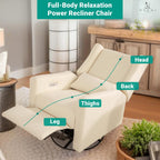 Naomi Home Tanya Luxury Motion Recliner Chair, Cream – Plush Upholstered Glider Rocker with USB Charging, Swivel, and Lumbar Support for Nursery Comfort, 275 lbs Capacity