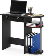 Furinno Go Green 32-Inch Black Computer Desk, Office Desk with 2 Side Shelves and Storage Bins, Rectangular Home Office Desk, Gaming Desk for Home Office, Bedroom, Study Room, Classic Black