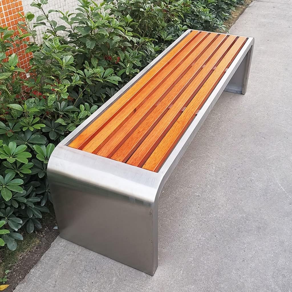 Patio Benches for Outdoors Outdoor Stainless Steel Bench Park Shopping Mall Rest Community Square Metal Seat Beach Chair Double Sofa Garden Benches for Outdoors