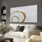 YLLTIEM White and Gold Abstract Wall Art 24x48 Inch, Hand Painted Textured Canvas Wall Art, Large Horizontal Modern Wall Decor for Living Room Bedroom Office Dining Room