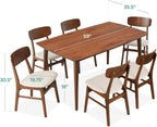 Best Choice Products 7-Piece Wooden Dining Room Table Set, Mid-Century Modern, Kitchen Table w/ 6 Chairs, Upholstered Cushions, Curved Backrests, Rounded Table Corners - Walnut/Cream