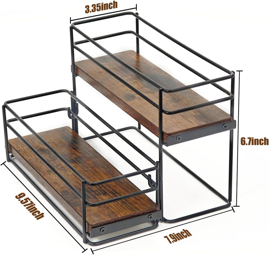 6 Bottle Coffee Syrup Rack Organizer 2 Tier Syrup Holder Stand for Coffee Bar Syrup Storage Shelves for Bar Family Storage Small Wine Rack for Syrup Wine Dressing