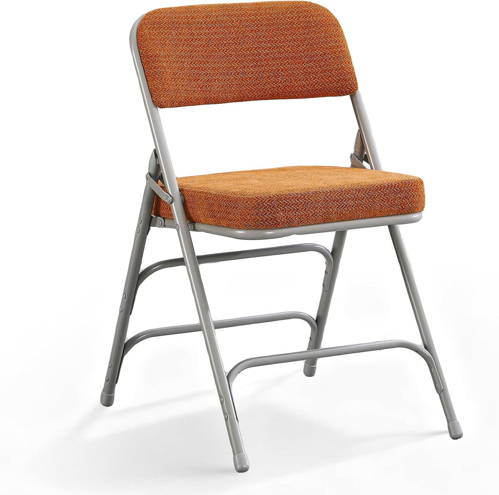 Folding Chair with Thick Cushioned Seat, Padded Metal Frame Foldable Chairs for Home Office Party Wedding Indoor Outdoor Use, Heavy Duty Comfortable Portable Dining Chairs, 1 Pack, Tawny