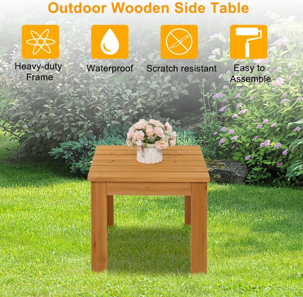 Wood Side Table,Square End Table,Bedside Table,Nightstand,Patio Coffee Tables,Bistro Tables for Living Room,Bedroom,Bathroom,Office and Small Spaces